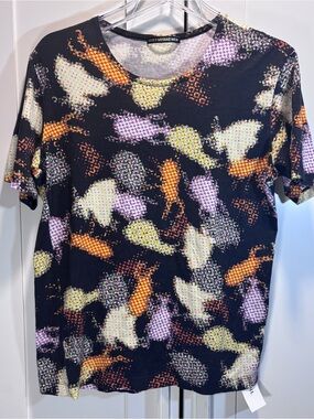 ISSEY MIYAKE MEN Black Multicolor Graphic Print Short-Sleeve T-Shirt Cotton